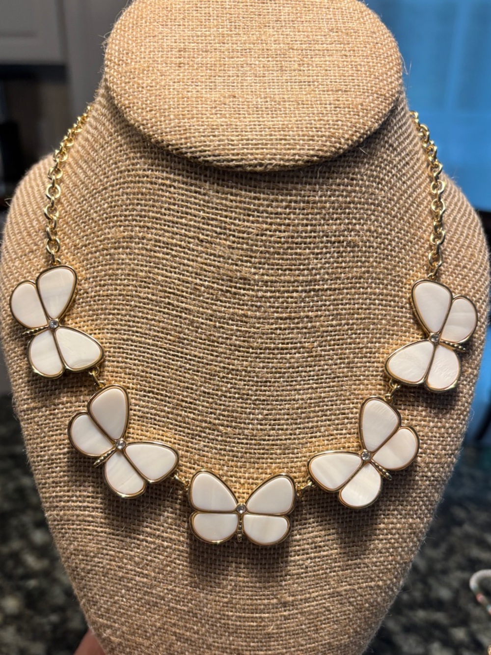 Park Lane “Tula” Gold and White Butterfly Statement Necklace